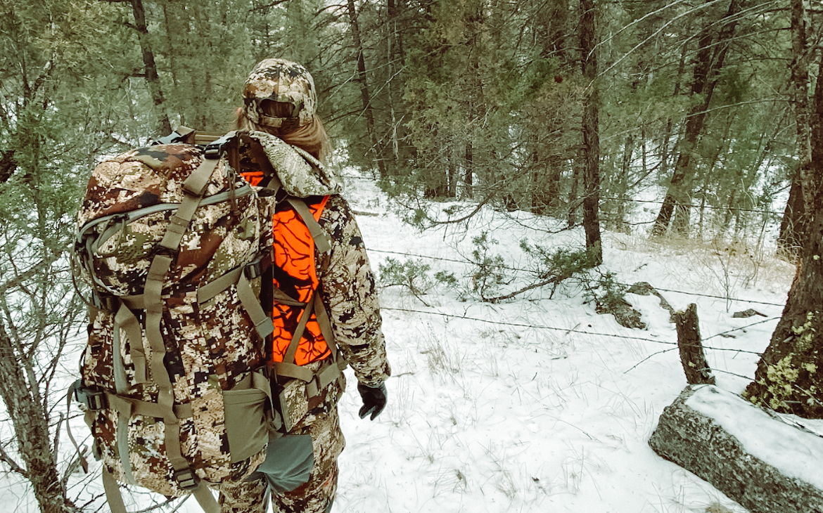 Mallory Walser snaps a photo of hunting partner Jackie Holbrook while on their 2019 deer hunt